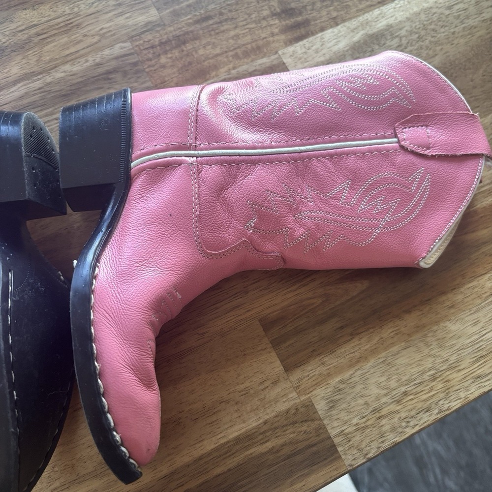 OLD WEST Pink Corona Leather Pull-On Cowboy Western Boots Toddler Girl Size 9.5D - Picture 16 of 16
